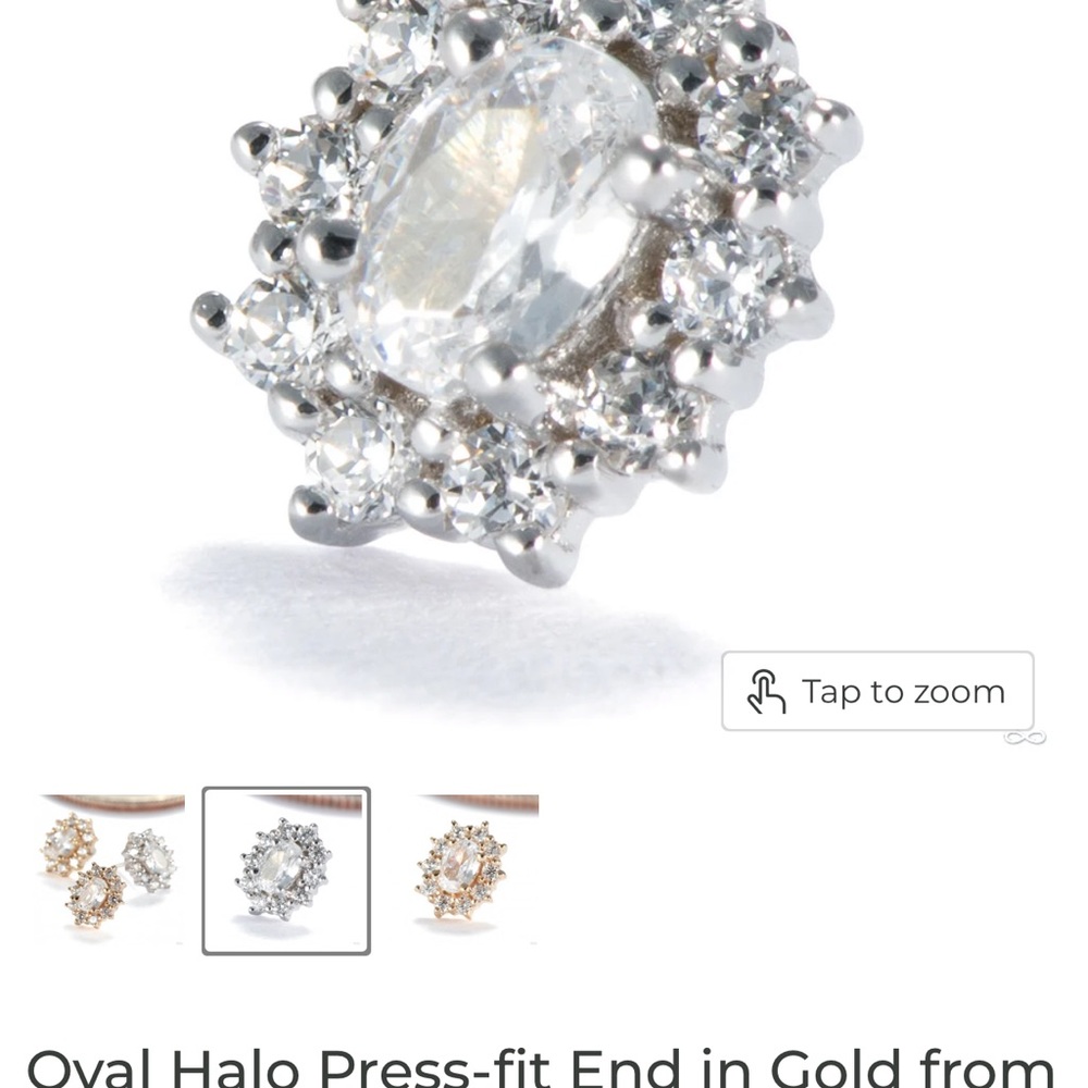 (2) oval halo ember body jewelry ends - Picture 2 of 10